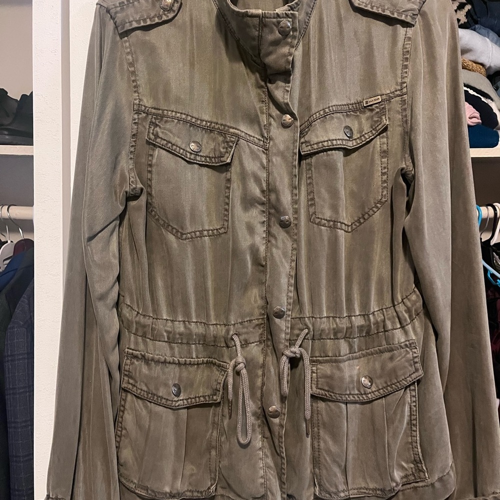 Max Jeans Olive Utility Drawstring Jacket